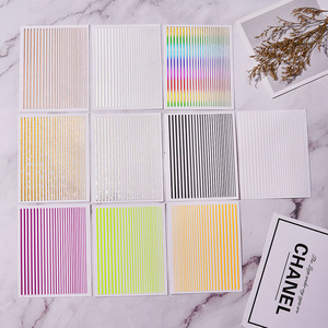 Autocollant pour ongles à rayures, décalcomanie fine, ligne artistique, 12 couleurs, auto-adhésif, argent, or, blanc, <span class=keywords><strong>noir</strong></span>, fluorescent - Product Image 5