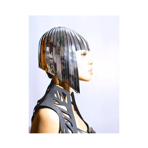 Perruque miroir réfléchissante cool pour femme, accessoire de scène, guerrière, bar, spectacle gogo, accessoires de cosplay, perruque miroir <span class=keywords><strong>bobo</strong></span> - Product Image 1