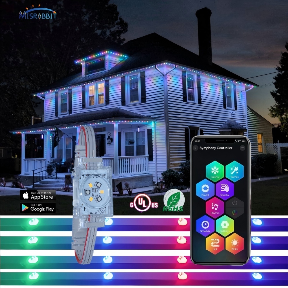 Waterproof RGBW Christmas Decorative Pixel Track Lights Permanent Outdoor Lighting for Holiday Decoration