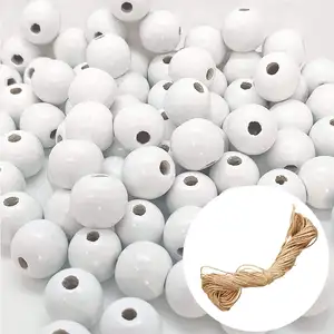 20mm wholesale bulk christmas natural painted white round large beech wood beads mala tassels seat cover beaded chandelier wood