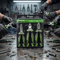 FUMETAX Lot de 3 pinces en chrome vanadium à bec long, combinées et coupantes diagonales, avec poignée ergonomique