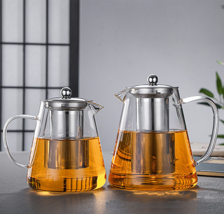 Fast delivery 1L glass Jug & glass Pitcher with ss-304 tea influser Glass drinking jug