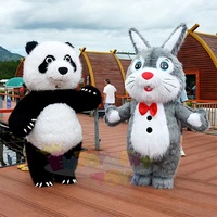 Costume de Mascotte Gonflable Panda, Lapin, Koala en Peluche Longue 2m, 2.6m, 3m pour Adulte Unisexe, Alimentation par Batterie, Pour Tous