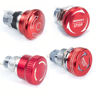 Bouton-poussoir d'arrêt d'urgence en métal étanche, tête champignon en acier inoxydable, 1NO 1NC 16/19/22/25/30mm - Product Image 6