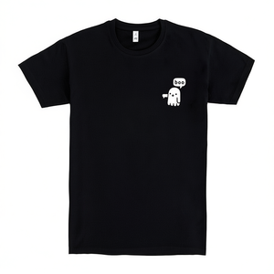 T-shirt Ghost Of Disapproval nera a maniche corte con design di Halloween - Product Image 2