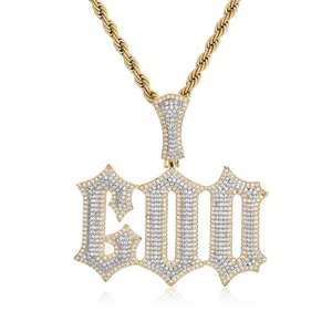 Ciondolo <span class=keywords><strong>Personalizzabile</strong></span> con Iniziale Tempestata di Diamanti <span class=keywords><strong>Collana</strong></span> a Catena Placcata Oro Stile Hip Hop - Product Image 5