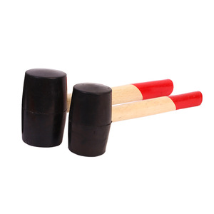 Marteau en caoutchouc à manche en bois de style américain, tête noire, longueur 370 mm, pour usage bricolage - Product Image 2