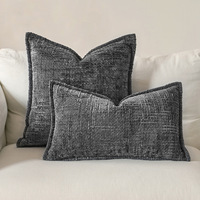 Housses de coussin en chenille super douce teintes solides de luxe avec taies d'oreiller imprimées Boho à bride pour hôtel et maison pour canapé et canapé