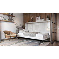 Nouveau design Lit mouphy invisible pliable de style nordique Lit mural à cadre métallique à ouverture horizontale à usage domestique peu encombrant avec armoire