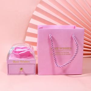 Creativo pequeño Nuevo macarrón colores jabón Rosa flor anillo pendientes colgante collar cajas de joyería para regalos - Product Image 5