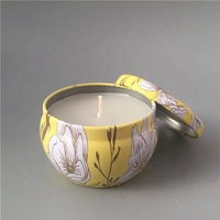 Runde Blechdose/Lebensmittelechte Metalldose mit Blumenmuster-Set für Kerzen