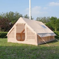 Tente de camping gonflable légère et portable 4 saisons en Oxford imperméable avec double porte et grands hublots, installation rapide et automatique