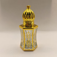 Flacon d'huile essentielle de parfum de 12 ml de style luxe du Moyen-Orient, forme unique, en verre électroplaqué, fabricant de flacons Atar