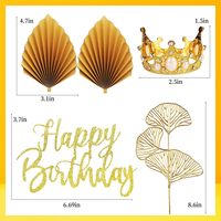 Kit de Décoration de Fête d'Anniversaire pour Enfants : Couronne de Perles Dorées, Éventail Pliant Bohème Palmier, Feuille de Ginkgo – Vente en Gros