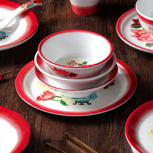 Xiangyuan Melamine Bowl <b>Set</b> 4-Piece Round Floral Design For <b>Restaurants</b> Hotels Daily Use - Product Image 1