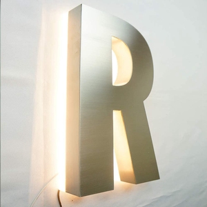 Custom Luxury Backlit Channel Letters Brushed Metal 3D <strong>Logo</strong> with Warm LED Halo for <strong>High</strong>-<strong>End</strong> Storefronts - Product Image 5