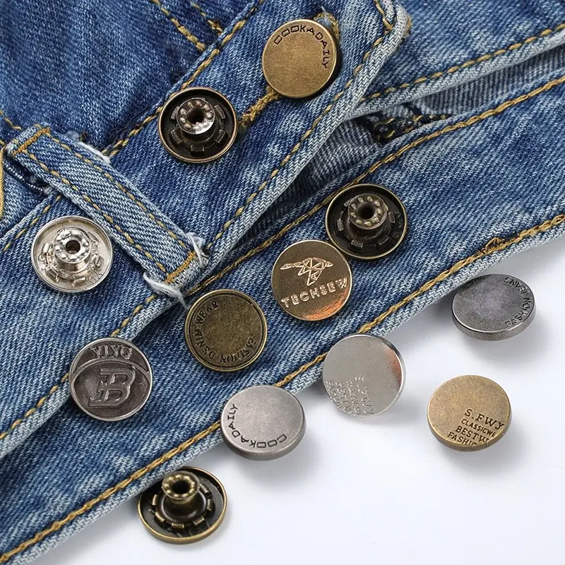 Hersteller neue Kupfer 17mm Jeans Knöpfe Mode Kleidung Hosen Jacke Knöpfe benutzer definierte Logo Jeans Metall knöpfe