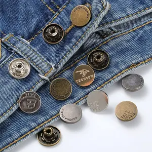 Üreticileri yeni bakır 17mm kot düğmeleri moda giyim pantolon ceket düğmeleri özel logo kot metal düğmeler