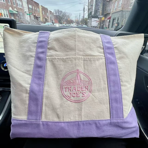 Borsa Shopper in Tela di Cotone Personalizzata con Logo Ricamato, Mini, Blu Menta e Rosa, per Regali e Caramelle - Product Image 5