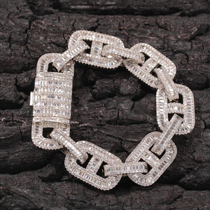 Ensemble <span class=keywords><strong>de</strong></span> bijoux collier et bracelet baguette bling pour hommes et femmes, diamants glacés, bijoux hip hop, chaîne cubaine en forme <span class=keywords><strong>de</strong></span> <span class=keywords><strong>grain</strong></span> <span class=keywords><strong>de</strong></span> <span class=keywords><strong>café</strong></span> glacé <span class=keywords><strong>de</strong></span> 15 mm - Product Image 2