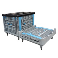 1200x1000x975mm Heavy Duty Industrial Hdpe empilable grande palette de boîte en plastique pliable pliable avec roues