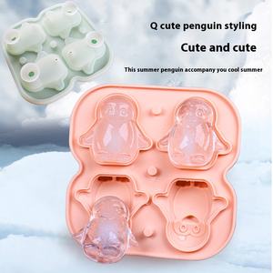 Bac à glaçons en silicone 3D pingouin durable 4 animaux congélateur de sorbetière prêt pour l'utilisation de congélateur de nourriture de hockey sur glace congelé - Product Image 2