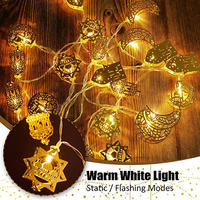 Guirlande lumineuse LED 2m 10 LED en cuivre IP44, décorations Ramadan Aïd Moubarak, étoile et lune, à piles, pour l'Aïd al-Adha