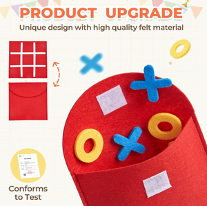 Anpassbares Neues Leichtgewichtiges Mini-Filz-Brettspiel mit Bauernhof-Thema, Neunfeldige Quadratische Form für Tic-Tac-Toe-Puzzle - Product Image 3