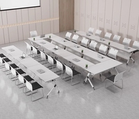 Bureau d'étude moderne mobile simple avec ensembles de chaises Petite table pliante de bureau de conférence de formation de réunion de 6 personnes