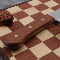 Couteau de boucher en acier inoxydable personnalisé, manche en bois, design moderne, finition haute brillance, logo personnalisable, compatible lave-vaisselle