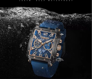 Reloj Cronógrafo de Lujo para Hombre PD 1725, Cuadrado, 5ATM Resistente al Agua, Deportivo, de Cuarzo, con Correa de Silicona, Caja de Regalo - Product Image 4