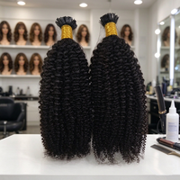 Extensions de cheveux humains 100% Remy vierges 4A 4B 4C bouclés crépus à crocheter, pointes plates, kératine italienne pré-collée, vente en gros, 100g 100 pièces