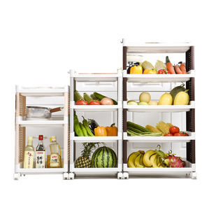 Kitchen <strong>Vegetable</strong> Fruit Display Shelves Plastic Movable 4 <strong>Rack</strong> Stand Storage Shelf <strong>on</strong> <strong>Wheel</strong> - Product Image 4