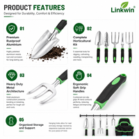 9 options d'outils de jardinage en aluminium robustes avec poignées ergonomiques souples, en lot de 1 pour le jardinage et la plantation en extérieur