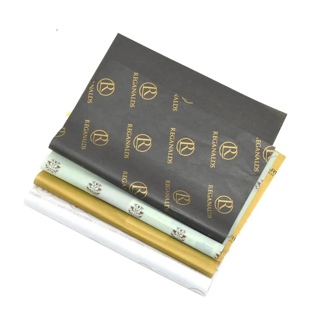 Folhas de papel de seda de ouro preto para embrulho de sacolas de presente com logotipo da empresa impresso personalizado 20x28"