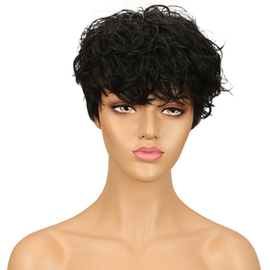 วิกผมคน Pixie Cut European <span class=keywords><strong>Upart</strong></span>,วิกผมสั้นลอนออนไลน์ไม่มีกาววาดคู่วิกผมมนุษย์จากจีน - Product Image 2