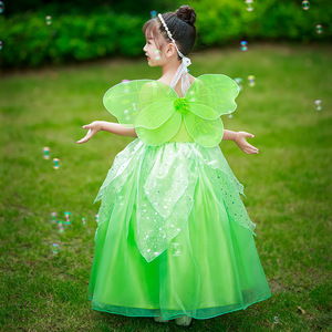 MS Green Tinkerbell Costume for Girls <b>Toddler</b> Princess Performance <b>Dresses</b> Halloween Party Gifts Fairy Tulle <b>Dress</b> <b>up</b> - Product Image 3