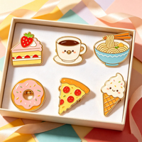 Ensemble de pin's en émail mignons sur le thème de la nourriture : Gâteau, Café, Nouilles, Pizza, Donut, Crème glacée, pour broches de dessin animé, décoration de sacs et vêtements, fabrication par coulée