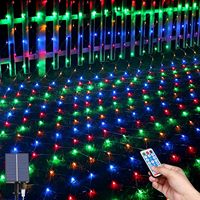 Guirlandes solaires pour l'extérieur, lumières de Noël, IP65, étanches, LED, mailles lumineuses avec RGB et contrôle sans fil pour la décoration des arbres de jardin