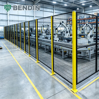 Pagar Pengaman Robot Baja Karbon Rendah Modular untuk Sel Pengujian Robot dengan Jaring Las dan Pemisah Area Peralatan yang Andal