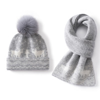 Ensemble bonnet et écharpe en cachemire Fair Isle pour enfants, avec pompon, pour Noël, épaissi, chaud, jacquard personnalisé, tricot d'hiver