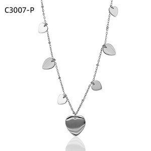 Collar con colgante de corazón Amy Amy, collar de cadena chapado en plata de acero inoxidable para mujer, joyería romántica para el día a día, regalo, C3007 - Product Image 1