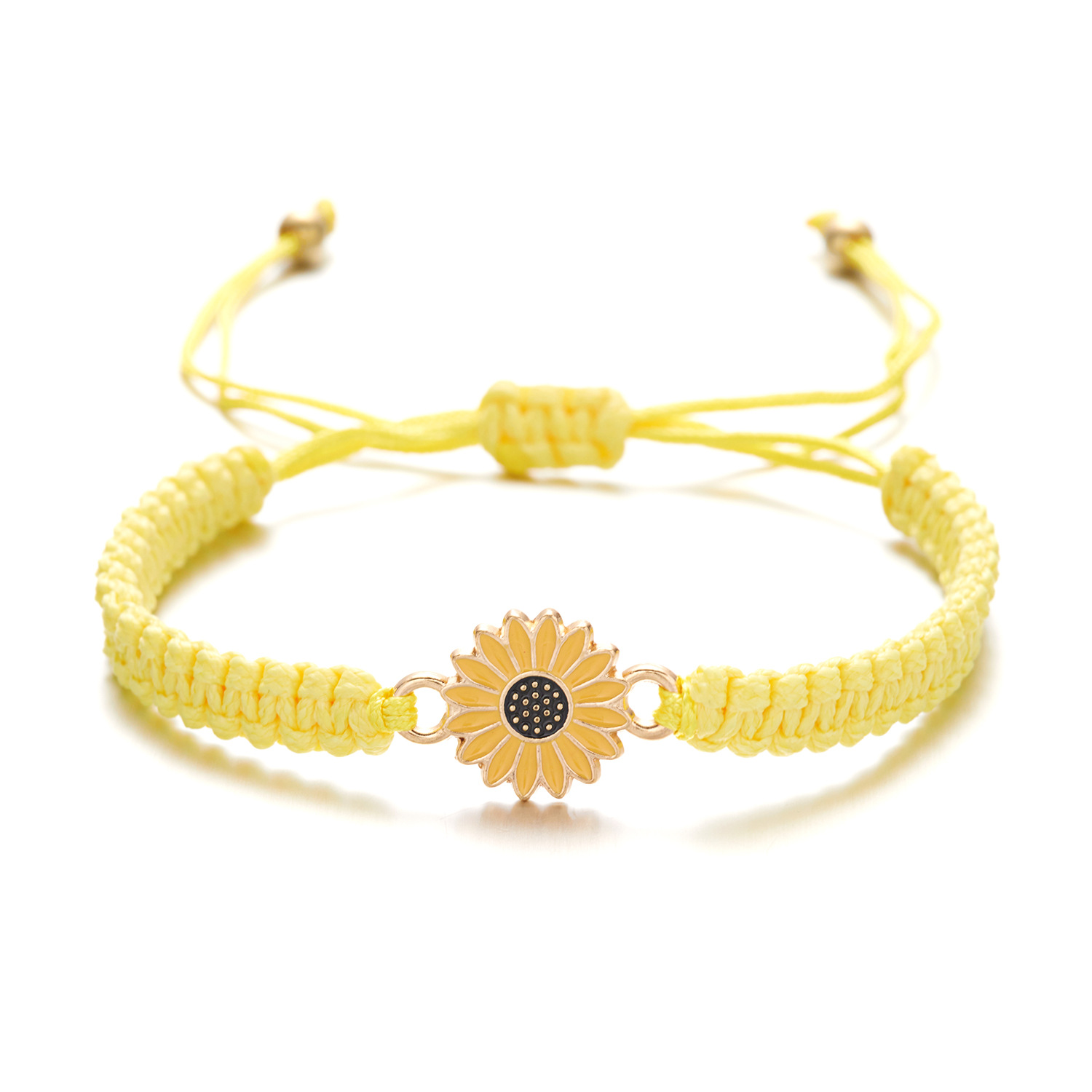Braccialetti Regolabili Con Girasole – Fatti A Mano In Corda Intrecciata – Per Amiche, Coppie, Donne – Boho