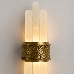 Contemporary Stone Wall <b>Light</b> Natural Onyx Shade Brass Wall Lamp For Interior Decoration - Product Image 2