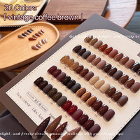 Ensemble de vernis à ongles en gel de style macaron rétro en 20 couleurs, couleur café caramel brun, sans essuyage, vernis à ongles en gel pour l'automne et l'hiver