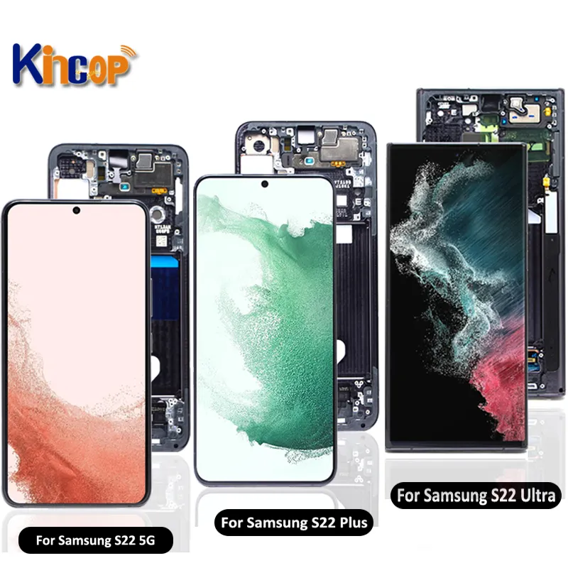 Mobile Phone Lcds for Samsung S22 S22 Plus S22 Ultra 5G LCD with Frame Touch Screen Assembly Replacement for S901 S906 S908
