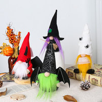 Décorations d'Halloween : Adorables sorcières, chauves-souris, gnomes sans visage, poupées fantômes en tissu floqué, style européen, ornements de fête