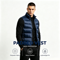 Gilet matelassé à col montant pour homme, 100 % polyester, sans manches, zippé, décontracté, pour l'hiver, idéal pour le port quotidien en superposition