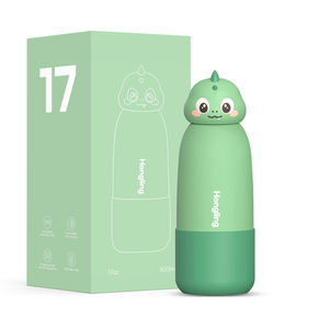 Bouteille d'eau isotherme en acier inoxydable à double paroi sans BPA pour enfants, avec tête d'animal amovible et souple - Product Image 1