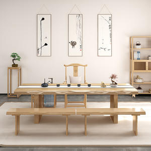 Tavolo da tè Kung Fu integrato in stile cinese moderno e Set di sedie grande tavola Zen Log scrivania da ufficio per la casa tavolini da caffè - Product Image 3